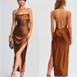 SER.O.YA Callie Silk Cowl Backless Dress
